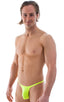Sunseeker Micro Pouch Half Back Bikini in Semi Sheer ThinSKINZ Neon Chartreuse, Front View; Sunseeker Micro Pouch Half Back Bikini in Semi Sheer ThinSKINZ Neon