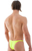 Sunseeker Micro Pouch Half Back Bikini in Semi Sheer ThinSKINZ Neon Chartreuse, Front View; Sunseeker Micro Pouch Half Back Bikini in Semi Sheer ThinSKINZ Neon