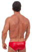 Riviera Swim Suit Brief in Wet Look Lipstick Red, Front View; Riviera Swim Suit Brief in Wet Look Lipstick Red, Rear View; Special Order Notice; Riviera Swim Su