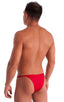 Adjustable to Micro Pouch Tanning Bikini in Wet Look Red, Front View; Adjustable to Micro Pouch Tanning Bikini in Wet Look Red 2; Adjustable to Micro Pouch Tann