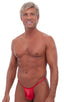 Roman G String Swim Thong in Wet Look Lipstick Red, Front View; Roman G String Swim Thong in Wet Look Lipstick Red, Rear View; Special Order Notice; Roman G Str