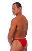 Skinny Side Half Back Swim Suit in Semi Sheer ThinSkinz Red, Front View; Skinny Side Half Back Swim Suit in Semi Sheer ThinSkinz Red, Rear View; Special Order N