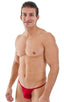 mens smooth pouch string side t back thong sexy swimsuit bikini in Semi Sheer ThinSKINZ Lipstick Red; Smooth Pouch Skinny Sides Swim Thong in Semi Sheer ThinSKI