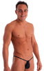 Adjustable to Micro Pouch Tanning Bikini in Wet Look Black, Front Alternative; Adjustable to Micro Pouch Tanning Bikini in Wet Look Black 2; Adjustable to Micro
