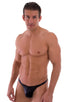 T Back Thong Swimsuit in Wet Look Black, Front View; T Back Thong Swimsuit in Wet Look Black, Rear View; Special Order Notice; T Back Thong Swimsuit in Wet Look