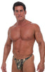 Swimsuit Thong in Camo, Front View; Swimsuit Thong in Camo, Rear View; Special Order Notice; Swimsuit Thong in Camo Fabric