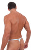 Swimsuit Thong in Liquid Silver, Front View; Swimsuit Thong in Liquid Silver, Rear View; Special Order Notice; Swimsuit Thong in Liquid Silver Fabric