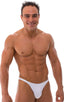 Fitted Pouch Puckered Back Bikini Swimsuit in Optic White, Front View; Fitted Pouch Puckered Back Bikini Swimsuit in Optic White, Rear View; Special Order Notic