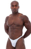Bodybuilder Posing Suit - Narrow Back in Optic White, Front View; Bodybuilder Posing Suit - Narrow Back in Optic White, Rear View; Special Order Notice