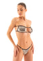 Womens Bandeau Bikini Top with Straps and ornaments - Metallics