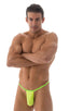Banded Thong Bathing Suit in ThinSKINZ Chartreuse - Lime Band, Front View; Banded Thong Bathing Suit in ThinSKINZ Chartreuse - Lime Band, Rear View; Special Ord