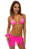 Sarong Wrap Beach Cover Up in Hot Pink Stretch Mesh 1; Sarong Wrap Beach Cover Up in Hot Pink Stretch Mesh, Front View; Special Order Notice; Sarong Wrap Beach