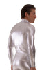 Swim Skin Rash Guard in Chrome Metallic Silver, Front View; Swim Skin Rash Guard in Chrome Metallic Silver, Front Alternative; Swim Skin Rash Guard in Chrome Me