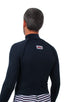 Swim Skin Rash Guard in Black Tricot nylon/lycra, Front View; Swim Skin Rash Guard in Black Tricot nylon/lycra, Rear View; Special Order Notice; Swim Skin Rash