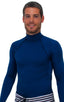 Swim Skin Rash Guard in Navy Blue Tricot nylon/lycra, Front View; Swim Skin Rash Guard in Navy Blue Tricot nylon/lycra, Rear View; Special Order Notice; Swim Sk