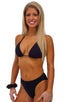 Womens Shaped Triangle Swimtop in Black, Front View; Womens Shaped Triangle Swimtop in Black, Rear View; Womens Shaped Triangle Swimtop in Black Fabric