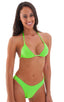Womens Moderate High Cut Swimsuit Bottom in Neon Lime, Front View; Womens Moderate High Cut Swimsuit Bottom in Neon Lime, Rear View; Special Order Notice; Women