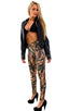 womens designer leggings fashion tights in camouflage; High Waisted Leggings in Camo, Rear View; High Waisted Leggings in Camo, Front View; Special Order Notice
