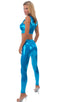 womens designer leggings fashion tights in metallic Blue; Womens Leggings - Fashion Tights in Ocean Blue Mystique, Rear View; Special Order Notice; Womens Leggi