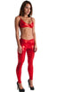 womens designer leggings fashion tights in Metallic Red; Womens Leggings - Fashion Tights in Metallic Mystique Volcano Red, Rear View; Special Order Notice; Wom