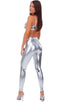 womens designer leggings fashion tights in Liquid Chrome Metallic Lycra; Womens Leggings - Fashion Tights in Liquid Chrome Metallic Lycra, Rear View; Special Or