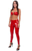 Womens Ring Bandeau Swimsuit Top in Super Stretch Red Vinyl/Lycra, Front View; Womens Ring Bandeau Swimsuit Top in Super Stretch Red Vinyl/Lycra, Front Alternat