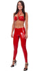 Womens Ring Bandeau Swimsuit Top in Super Stretch Red Vinyl/Lycra, Front View; Womens Ring Bandeau Swimsuit Top in Super Stretch Red Vinyl/Lycra, Front Alternat