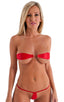 Womens Band-Aid Bandeau Sexy Swim Top in Semi Sheer ThinSKINZ Lipstick Red, Front View; Womens Band-Aid Bandeau Sexy Swim Top in Semi Sheer ThinSKINZ Lipstick R