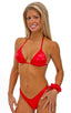 Womens Rio Bikini High Cut Swimsuit Bottom in Wet Look Lipstick Red, Front View; Womens Rio Bikini High Cut Swimsuit Bottom in Wet Look Lipstick Red, Rear View;