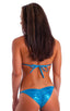 Brazilian Contest Top in Metallic Mystique Ocean Blue, Front View; Brazilian Contest Top in Metallic Mystique Ocean Blue, Rear View