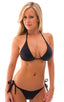 Womens Shaped Triangle Swimtop in Black, Front View; Womens Shaped Triangle Swimtop in Black, Rear View; Womens Shaped Triangle Swimtop in Black Fabric