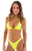 womens best seller high cut micro bikini swimsuit in swimwear fabric Chartreuse; High Cut Swim Thong Bottom in Chartreuse, Rear View; Special Order Notice; High