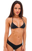 Brazilian Triangle Swim Top in Semi Sheer ThinSKINZ Black, Rear View; Brazilian Triangle Swim Top in Semi Sheer ThinSKINZ Black, Front View; Brazilian Triangle