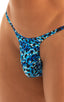 most popular mens sexy micro string bikini swimsuit by skinz swimwear in Blue Leopard; Sunseeker Micro Pouch Half Back Bikini in Blue Leopard 2; Sunseeker Micro