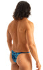 most popular mens sexy micro string bikini swimsuit by skinz swimwear in Blue Leopard; Sunseeker Micro Pouch Half Back Bikini in Blue Leopard 2; Sunseeker Micro