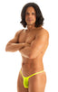most popular mens sexy micro string bikini swimsuit by skinz swimwear in Semi Sheer Super ThinSkinz Lemon-Lime; Sunseeker Micro Pouch Half Back Bikini in Semi S
