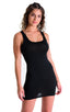 womens sexy mini dress bodycon rock star club sleeveless micro dresses in sheer black; Mini Dress in Super ThinSKINZ Black, Rear View; Mini Dress in Super ThinS