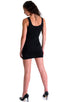 womens sexy mini dress bodycon rock star club sleeveless micro dresses in sheer black; Mini Dress in Super ThinSKINZ Black, Rear View; Mini Dress in Super ThinS