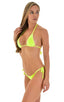 Low Rise Side Tie Brazilian Bikini Bottom in Chartreuse 1; Low Rise Side Tie Brazilian Bikini Bottom in Chartreuse, Rear View; Low Rise Side Tie Brazilian Bikin