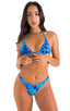 womens best seller high cut micro bikini swimsuit in swimwear fabric New World Blue print; High Cut Thong Bottom in New World Blue 2; High Cut Thong Bottom in N