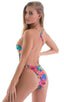 One Piece Swimsuit Criss Cross Rio in Tan Through Tahitian Floral, Front View; One Piece Swimsuit Criss Cross Rio in Tan Through Tahitian Floral, Rear View; O