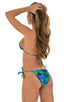 Low Rise Side Tie Brazilian Bikini Bottom in Tan Through Rainforest, Front View; Low Rise Side Tie Brazilian Bikini Bottom in Tan Through Rainforest, Rear View;