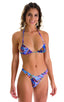womens best seller high cut micro bikini swimsuit in swimwear fabric Illumine multi color print; High Cut Thong Bottom in Illumine, Rear View; High Cut Thong Bo