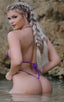 womens micro g string sexy swimsuit bikini in ThinSKINZ Grape, Front View; G String Bikini in ThinSKINZ Grape, Rear View; G String Bikini in ThinSkinz Grape, Fr