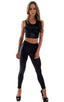 womens designer leggings fashion tights in Wet Look Black; Womens Leggings - Fashion Tights in Wet Look Black, Rear View; Womens Leggings - Fashion Tights in We