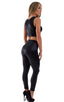 womens designer leggings fashion tights in Wet Look Black; Womens Leggings - Fashion Tights in Wet Look Black, Rear View; Womens Leggings - Fashion Tights in We