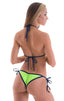 Brazilian Triangle Top in ThinSKINZ Lime & Navy, Front View; Brazilian Triangle Top in ThinSKINZ Lime & Navy, Rear View; Brazilian Triangle Top in ThinSKINZ Lim