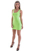 womens sexy mini dress bodycon rock star club sleeveless micro dresses in neon lime; Micro Mini Dress in ThinSKINZ Neon LIme, Rear View; Micro Mini Dress in Thi