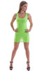 womens sexy mini dress bodycon rock star club sleeveless micro dresses in neon lime; Micro Mini Dress in ThinSKINZ Neon LIme, Rear View; Micro Mini Dress in Thi