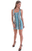 womens sexy mini dress bodycon rock star club sleeveless micro dresses in sheer aqua python; Micro Mini Dress in ThinSKINZ Aqua Python, Rear View; Micro Mini Dr